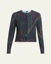 Etro Paisley Knit Cardigan In Blue