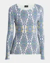 Etro , Silk-blend Medallion And Paisley Sweater, Woman, White, Size 50 In Print On White Base