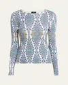 Etro , Silk-blend Medallion And Paisley Sweater, Woman, White, Size 50 In Print On White Base