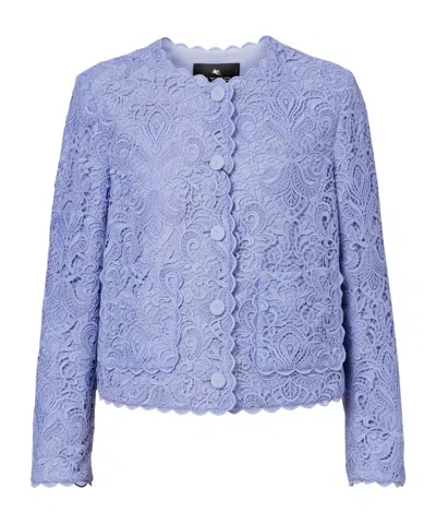 Etro Paisley Lace Jacket In Blue