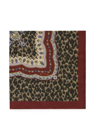 Etro Paisley Leopard-print Scarf In Multi