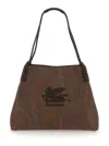 Etro Women 'paisley Libra Medium' Brown Tote Bag With Pegaso Detail In Cotton Woman