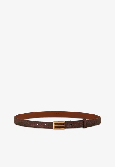 Etro Paisley Logo Buckle Belt In Multicolor