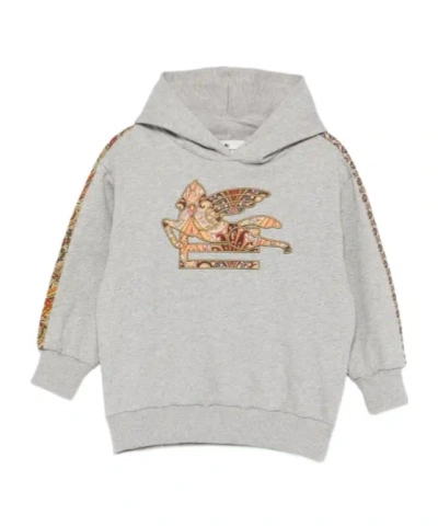 Etro Kids' Paisley Logo Hoodie In Gray