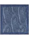 Etro Paisley-logo-print Silk Scarf In Blue