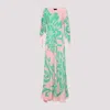 Etro Multicolor Long Dress With Round Neck And All-over Floral Print In Viscose Woman In Purple