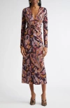 Etro Long-sleeved Dress In Printed Black Base