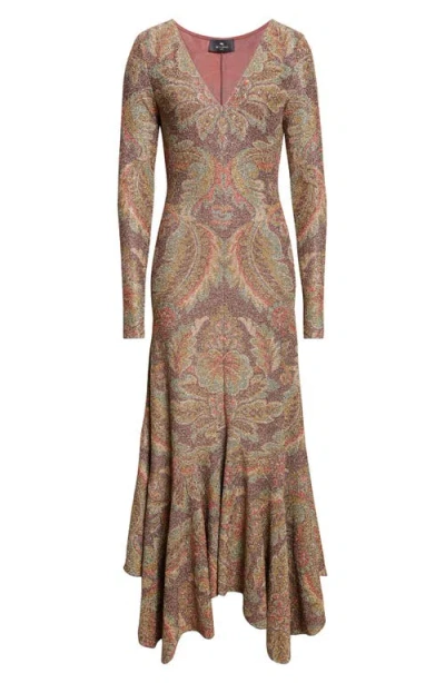 Etro Paisley Long Sleeve Terry Jersey Dress In Multi