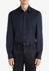 Etro Man Shirt Midnight Blue Size 15 Cotton In Blue