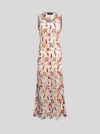 Etro Multicolor Sleeveless Long Dress With Round Neck And All-over Floral Print In Viscose Blend Woman In Multicolour