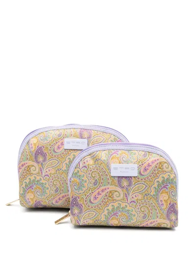 Etro Paisley Makeup Bags (set Of Two) In Neutrals