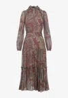 Etro Paisley Print Silk Blend Midi Dress In Multi