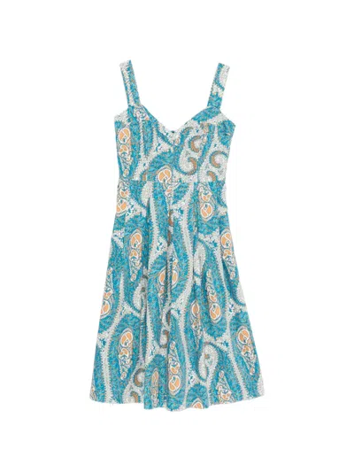 Etro Paisley Midi Dress In Blue