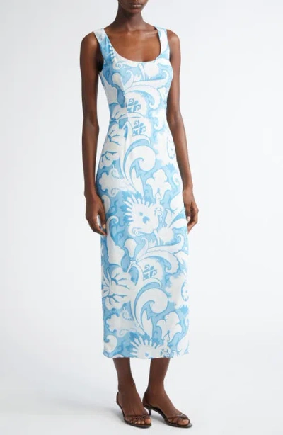 Etro Women's Printed Midi Dress In Blue