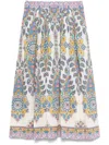 Etro Paisley Print Cotton Midi Skirt In Neutrals