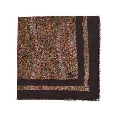 Etro Paisley Modal And Cashmere Shawl In Brown