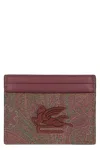 Etro Paisley Motif Card Holder In Burgundy