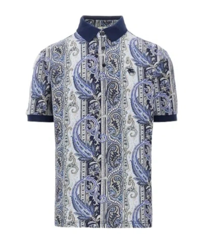 Etro Paisley Motif Short-sleeved Polo Shirt In Gray