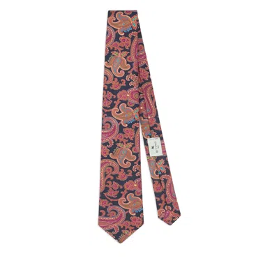 Etro Paisley Motif Silk Tie In Brown