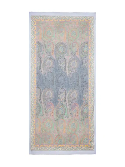 Etro Paisley-motif Slub Scarf In Brown