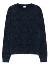 Etro Blue Sweater With Paisley Print In Cotton-wool Blend In Blue