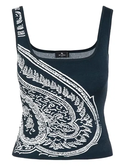 Etro Paisley-motif Top In Blue