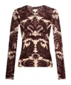 Etro Red Frog Motif Flocked Tulle Top In Brown