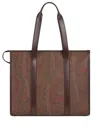 Etro Bauletto Handbag With Paisley Pattern And Leather Lining In Braun