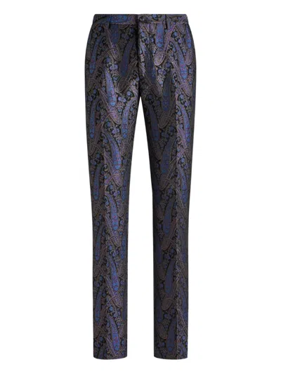 Etro Paisley Motif Trousers In Blue