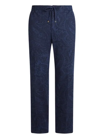 Etro Paisley-motif Trousers In Blue