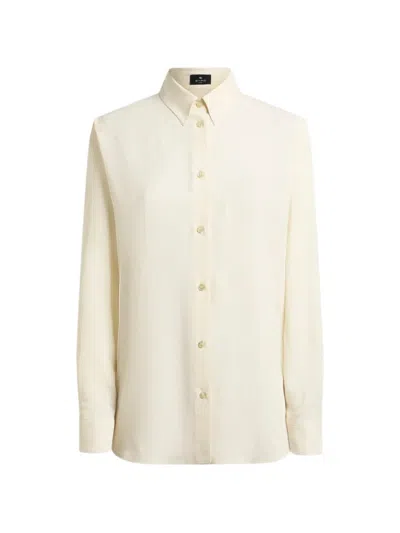 Etro Silk-blend Jacquard Shirt With Paisley Motif In Neutral