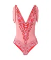 Etro Tie-detailed Paisley-print Swimsuit In Pink