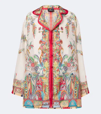 Etro Paisley Oversized Silk Shirt In Multi