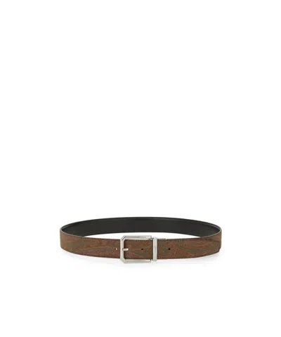 ETRO REVERSIBLE ARNICA AND LEATHER BELT
