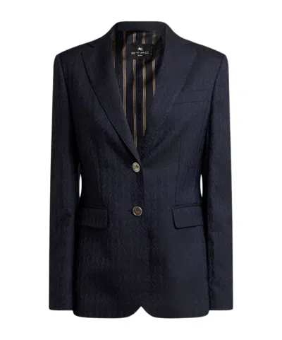 Etro Paisley-pattern Blazer In Blue