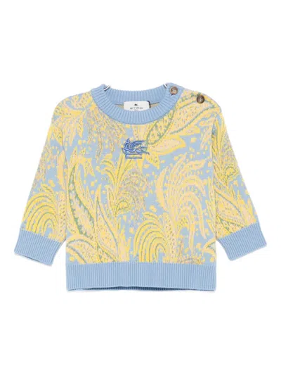 Etro Babies' Paisley-pattern Button-detail Sweater In Blue