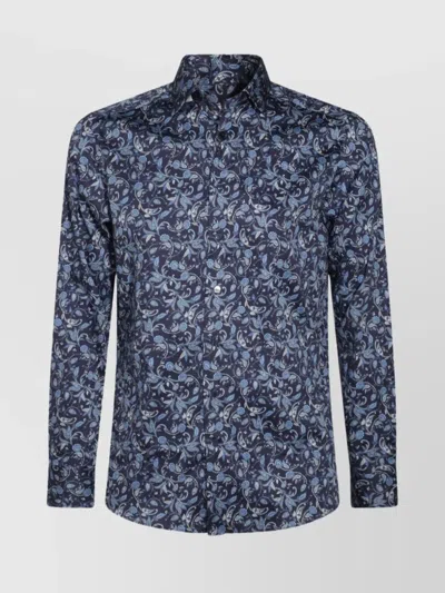Etro Paisley Pattern Button-down Collar Long Sleeves Shirt In Blue
