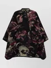 Etro Paisley Pattern Cape Relaxed Draped Silhouette In Black