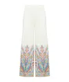 Etro Printed Cotton-blend Wide-leg Pants In White