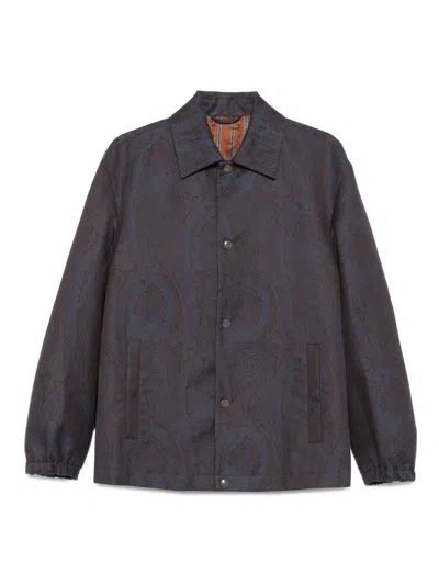 Etro Paisley-pattern Coach Shirt Jacket In Blue