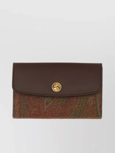 Etro Paisley Pattern Compact Wallet In Brown