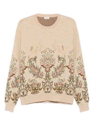 Etro Paisley-pattern Crew-neck Sweater In Neutral