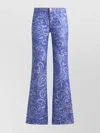 Etro Flared Denim Jeans With Paisley Pattern In Blue