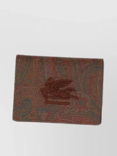 Etro Paisley Pattern Fold-over Cardholder In Brown