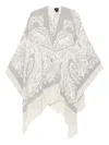 Etro Paisley-pattern Fringed Poncho In Gray