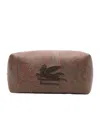 Etro Logo Embroidered Paisley Printed Wash Bag In Brown