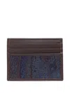 Etro Paisley-pattern Leather Cardholder In Brown