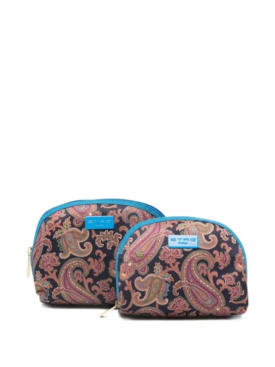Etro Paisley-pattern Makeup Bag (set Of Two) In Brown