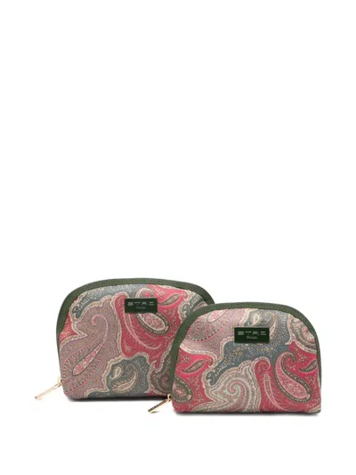 Etro Paisley-pattern Makeup Bag (set Of Two) In Green