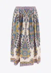 Etro Paisley Print Midi Skirt In Blue